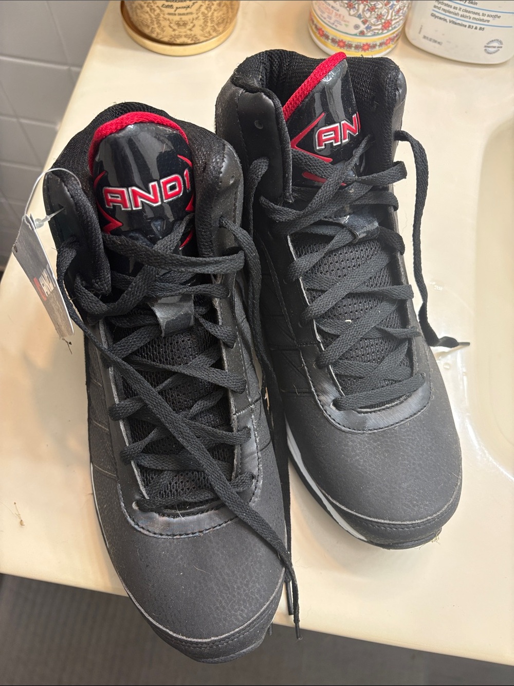 AND1 Men’s Black and Red High-Top Basketball Sneakers